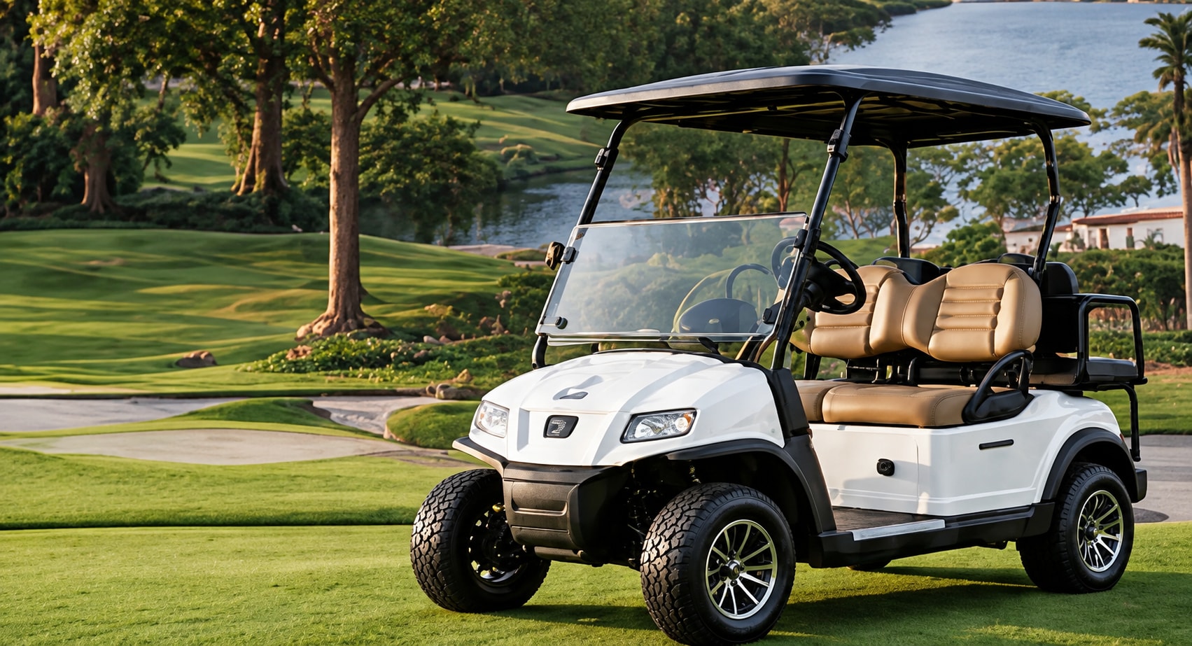 Electric golf carts in an outdoor setting — design illustration